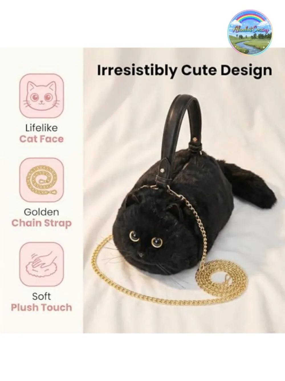 Puffy Plush Cat Crossbody Handbag Hobo Women's Novelty Shoulder Bag